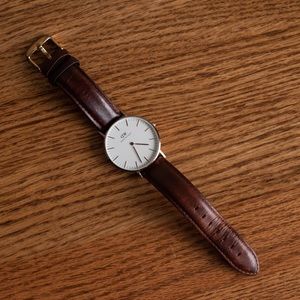 Daniel Wellington Leather Watch with Gold detail